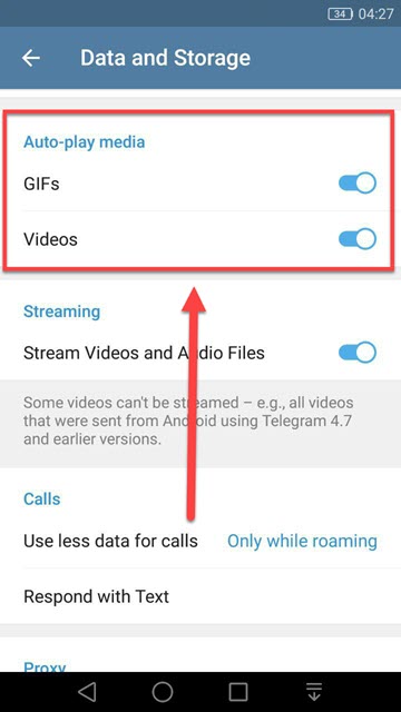  جلوگیری از پخش خودکار گیف و ویدئو در تلگرام 4