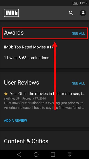  اپلیکیشن IMDB نمایش اطلاعات فیلم ها در اندروید 8