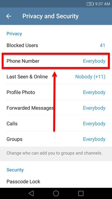  قابلیت جدید تلگرام عدم نمایش شماره تلفن 4