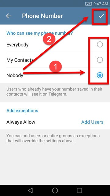  قابلیت جدید تلگرام عدم نمایش شماره تلفن 6