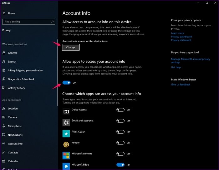  تغییر تنظیمات حریم خصوصی در ویندوز 10 8