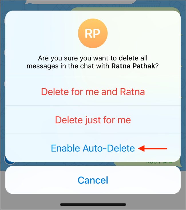 نحوه نحوه حذف خودکار پیام ها در چت تلگرام 11