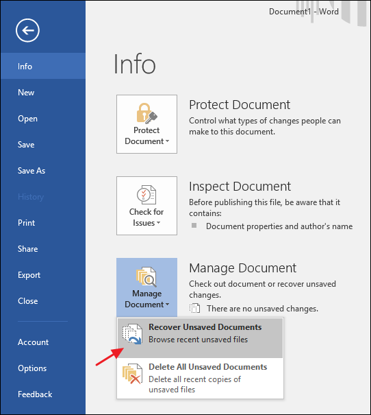 نحوه بازیابی فایل ذخیره نشده Microsoft Office 4