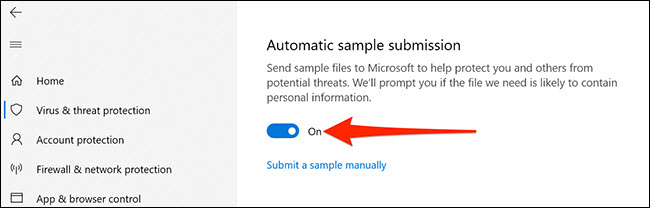 آموزش جلوگیری از ارسال فایل توسط آنتی ویروس Windows 10 به Microsoft 5