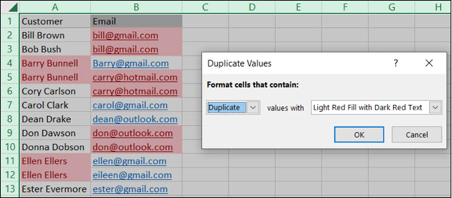 نحوه استفاده از قالب بندی شرطی برای یافتن داده های تکراری در Excel 4