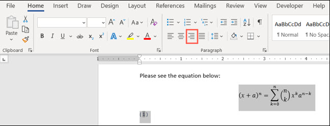 نحوه شماره گذاری یا برچسب گذاری معادلات در Microsoft Word 7