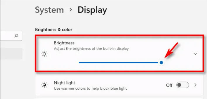 نحوه نحوه تغییر روشنایی صفحه نمایش در ویندوز 11 5