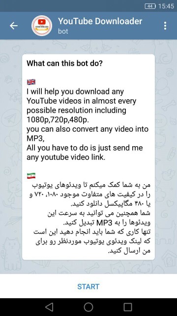  دانلود فیلم از یوتیوب با ربات تلگرام 2